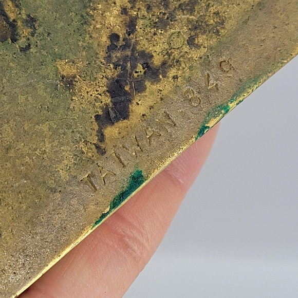 Vintage  "I'D RATHER BE FLYING" Solid Brass Buckle Green Patina Taiwan 849 - Picture 3 of 8